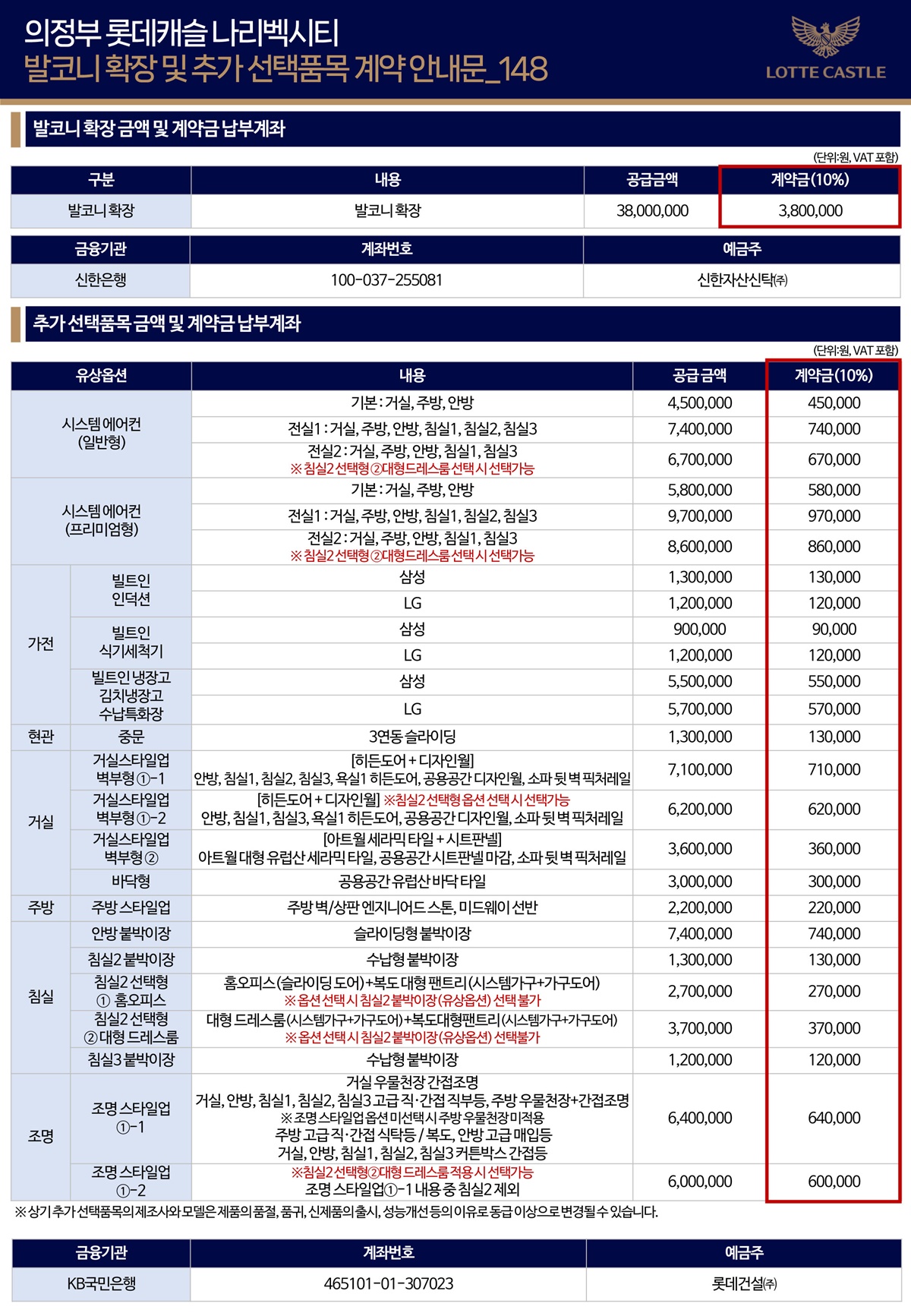 의정부 롯데캐슬007옵션계약안내문